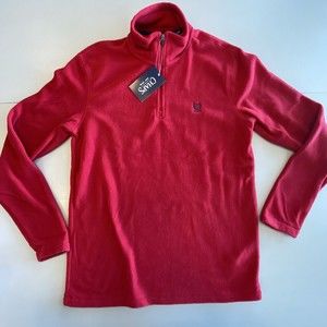NEW Chaps Mens Sweater Pullover Size Small Red Long Sleeve 1/4 Zip Fleece NWT